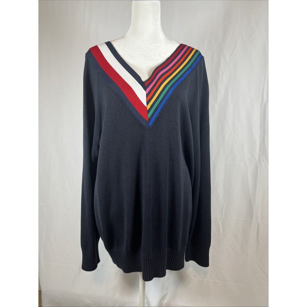 NWT Vintage Tommy Hilfiger Sweater Dress Chunky Oversized Rainbow Women XL Y2K
